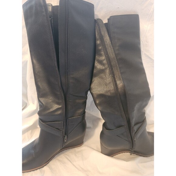 Soul Naturalizer Womens Harvest Riding Boots Black Wedge Knee High Zip 8M - Picture 10 of 10